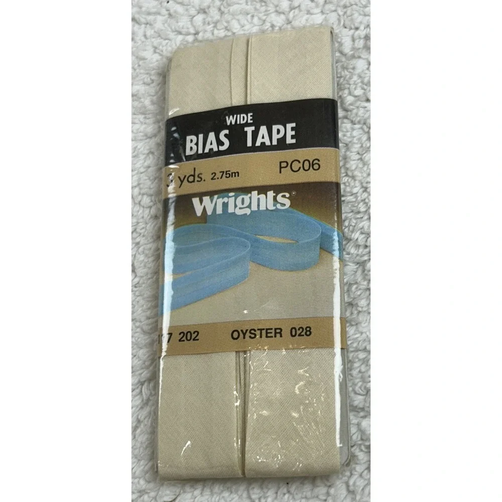 NOS 1986 Wrights Wide Bias Tape OYSTER 028 - 117 202 - 3 Yds